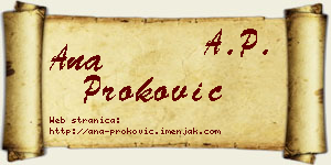 Ana Proković vizit kartica